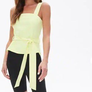 Lime Sash Belt Square Neck Top